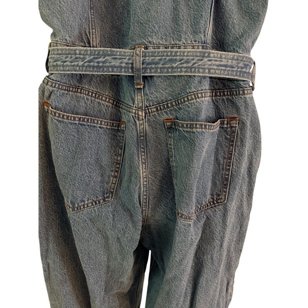NWT Abercrombie & Fitch 90s Denim Jumpsuit L Relaxed Wide Leg Utility Coverall - Picture 9 of 10